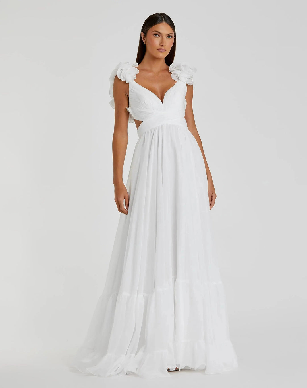 Mac Duggal 67911 Ruffle Tiered Cut-Out Chiffon Gown