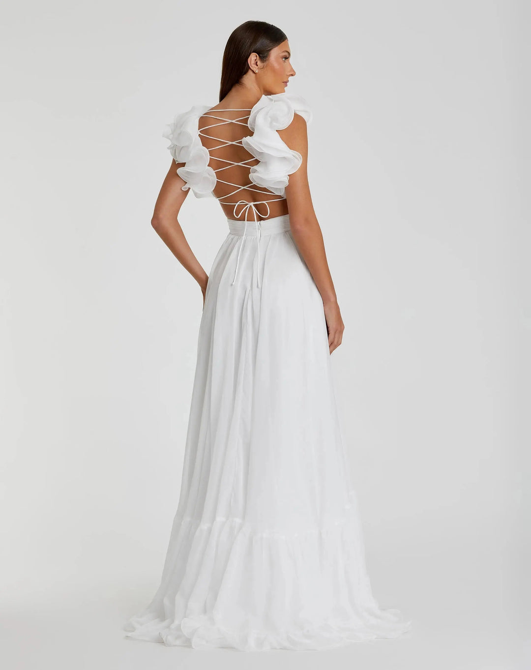 Mac Duggal 67911 Ruffle Tiered Cut-Out Chiffon Gown