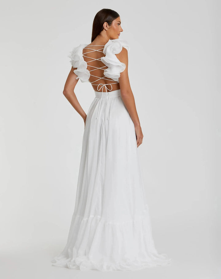 Mac Duggal 67911 Ruffle Tiered Cut-Out Chiffon Gown