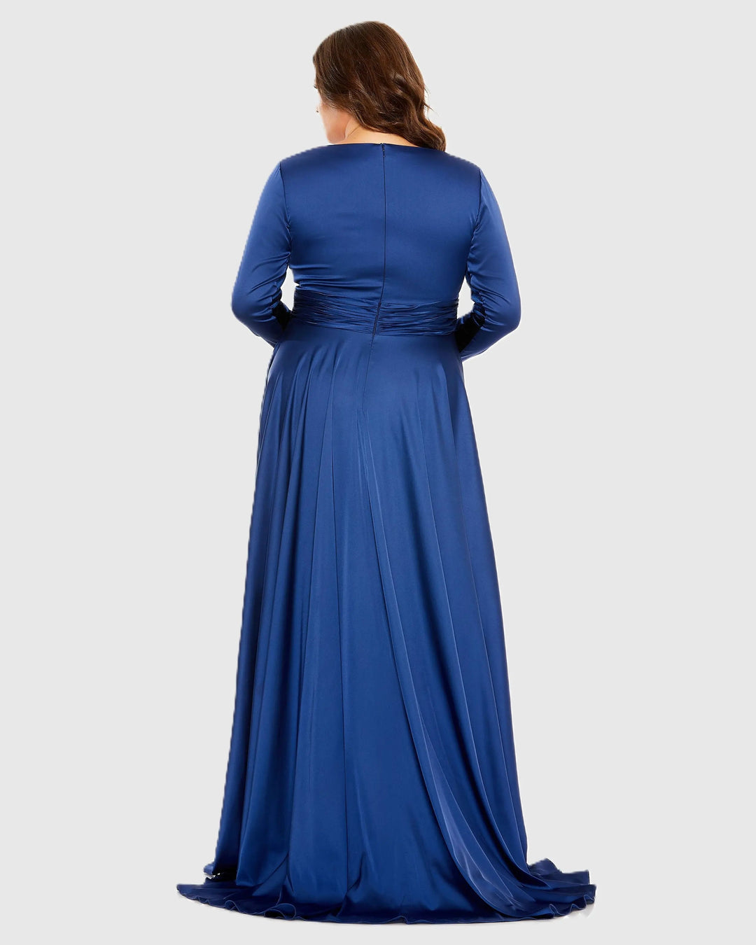 Mac Duggal 68436 Long Sleeve V Neck A Line Gown (Plus)