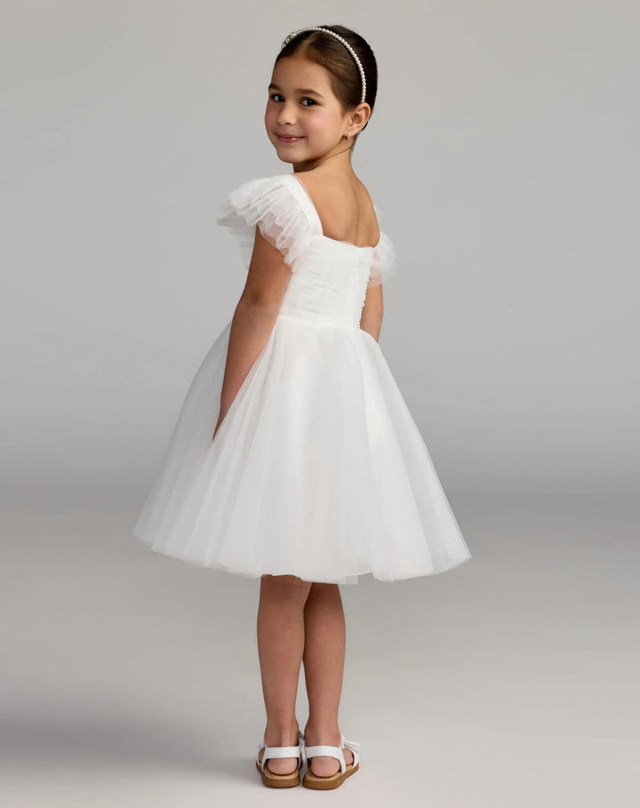 Mac Duggal 68661 Girls Ruffle Shoulder Tulle Dress