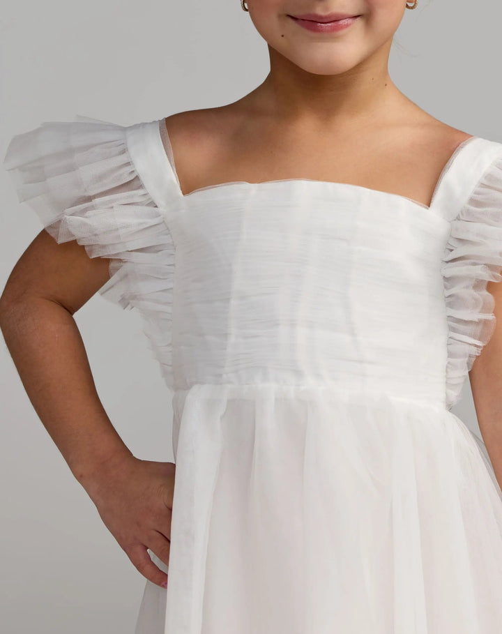 Mac Duggal 68661 Girls Ruffle Shoulder Tulle Dress