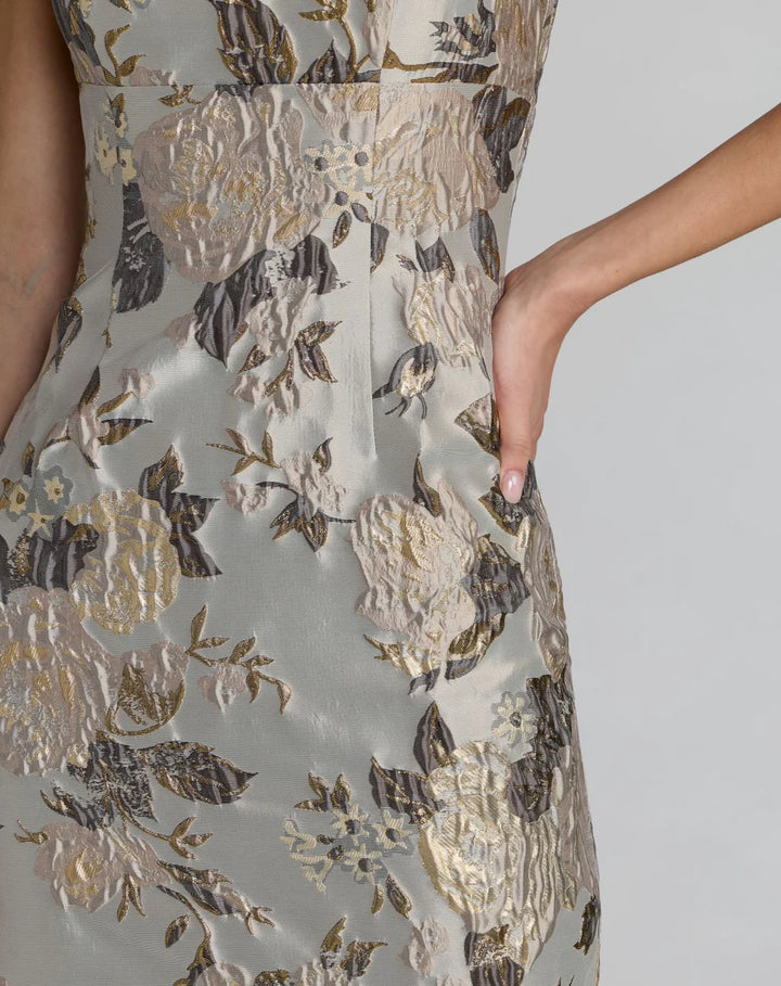 Mac Duggal 69152 Floral Square Neck Midi Dress
