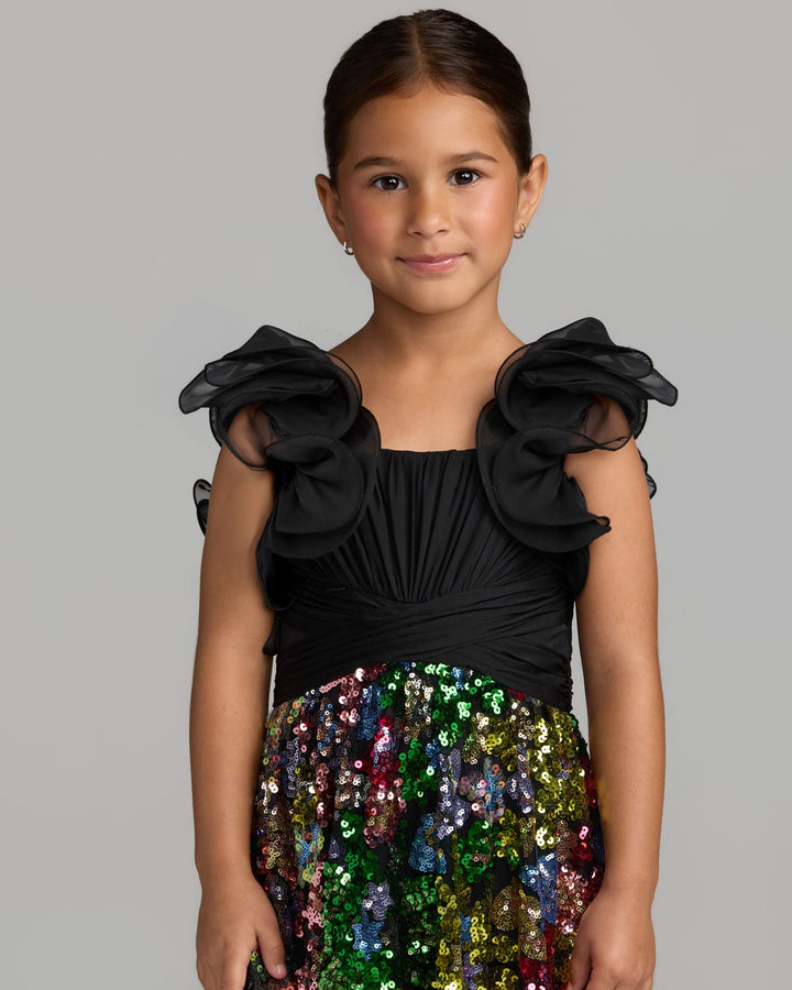 Mac Duggal 69317 Girls Ruffle Sleeve Sequin Dress