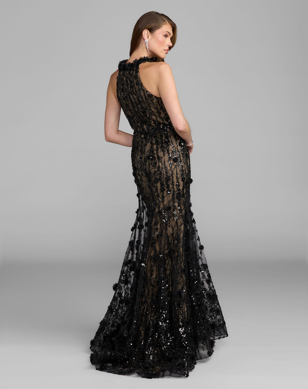 Mac Duggal 69325 Embellished Lace Halter Neck Mermaid Gown
