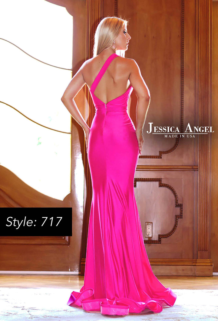 Jessica Angel 717 single strap open back mermaid gown back view