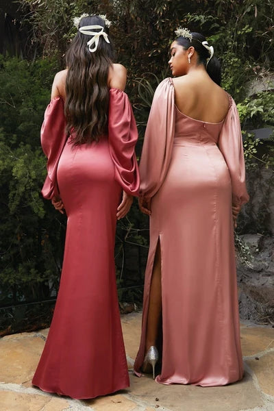 Ladivine 7482 slim skirt and open back view, two models