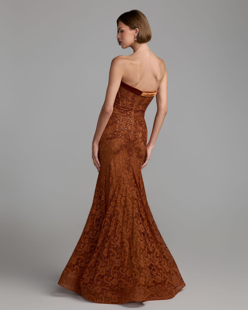 Mac Duggal 79459 Embroidered Lace Strapless Mermaid Gown
