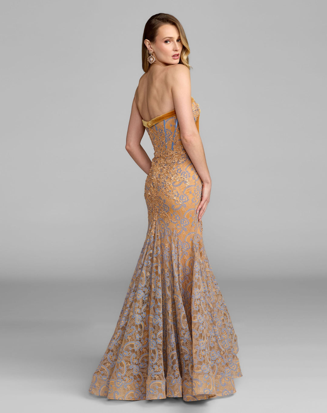 Mac Duggal 79459 Embroidered Lace Strapless Mermaid Gown