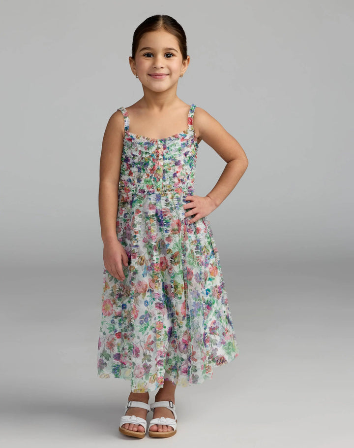 Mac Duggal 8068 Girls Floral Print Ruffle Mini Dress