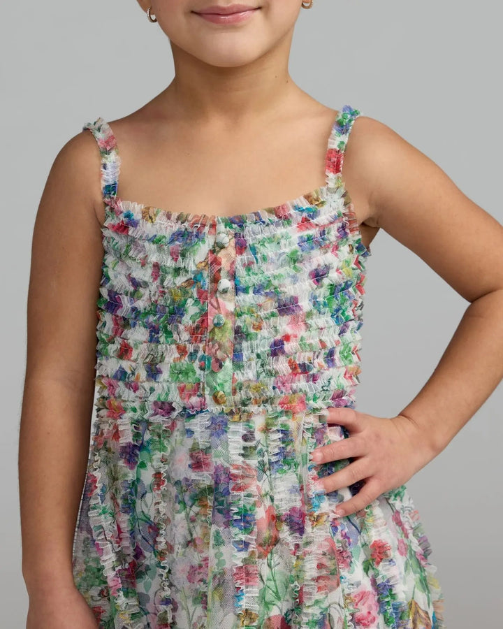 Mac Duggal 8068 Girls Floral Print Ruffle Mini Dress