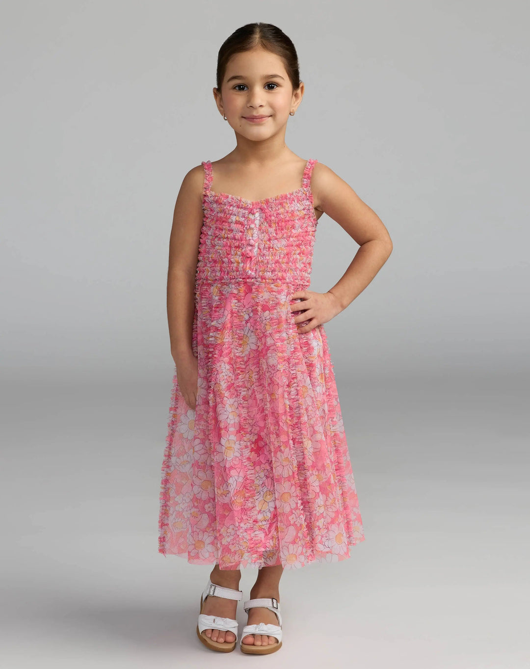 Mac Duggal 8068 Girls Floral Print Ruffle Mini Dress