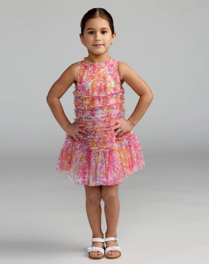 Mac Duggal 8153 Girls Floral High Neck Sleeveless Ruffled Dress