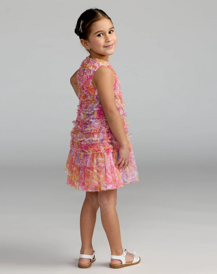Mac Duggal 8153 Girls Floral High Neck Sleeveless Ruffled Dress