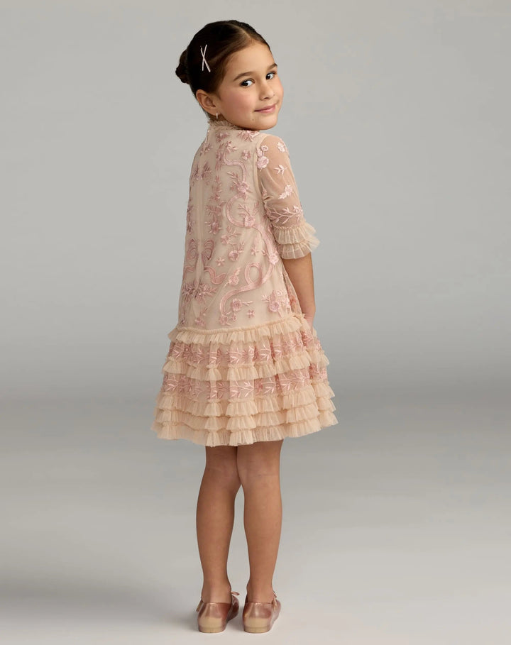Mac Duggal 8182 Girls Micro Ruffle Embroidered Mini Dress