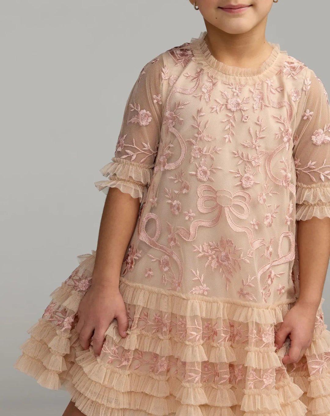 Mac Duggal 8182 Girls Micro Ruffle Embroidered Mini Dress
