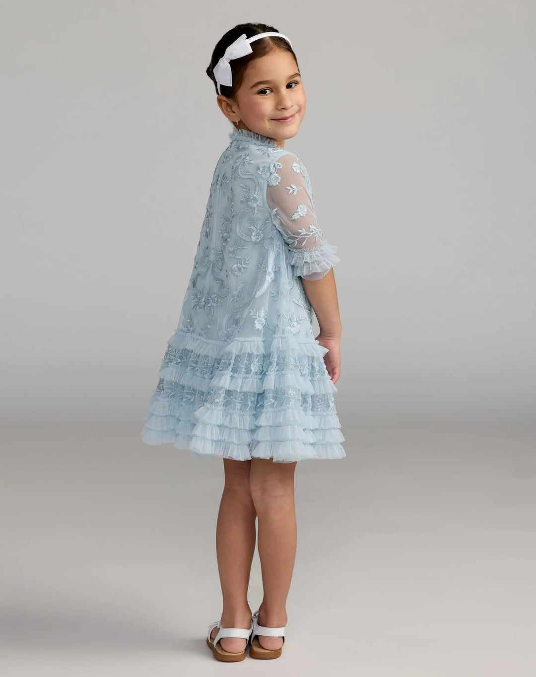 Mac Duggal 8182 Girls Micro Ruffle Embroidered Mini Dress