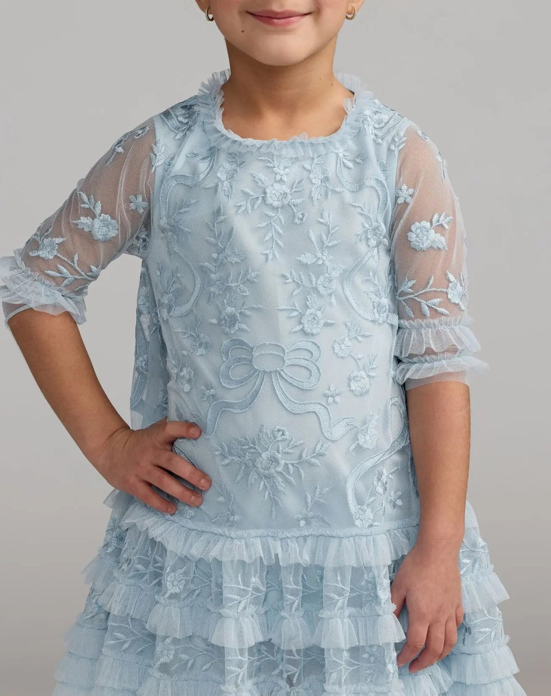 Mac Duggal 8182 Girls Micro Ruffle Embroidered Mini Dress