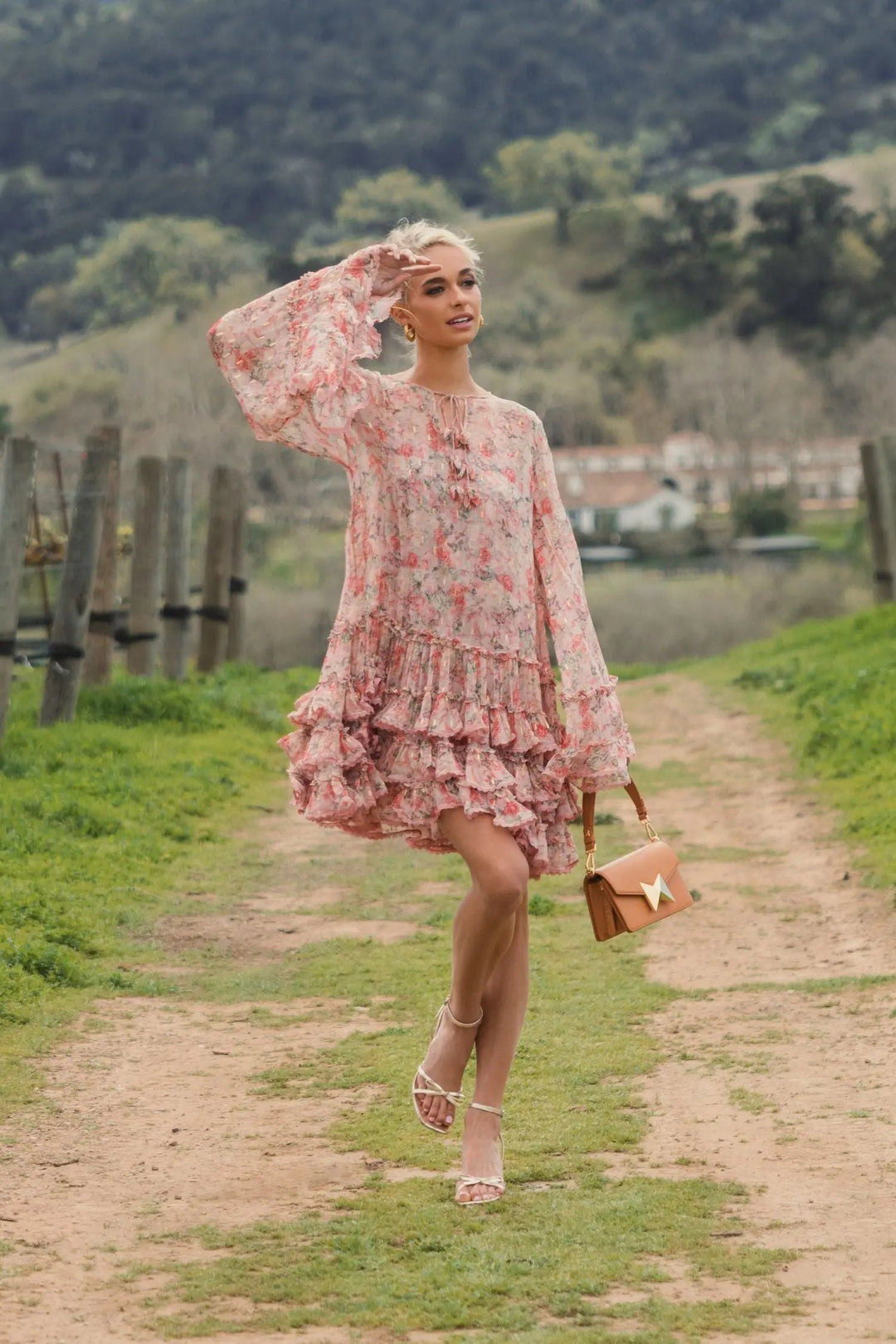 Mac Duggal 8336 Floral Long Sleeve Ruffle Mini Dress