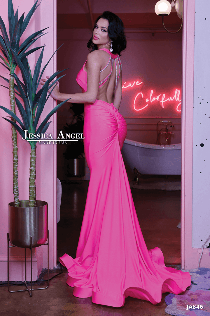 Jessica Angel 846 open back mermaid gown back view 2