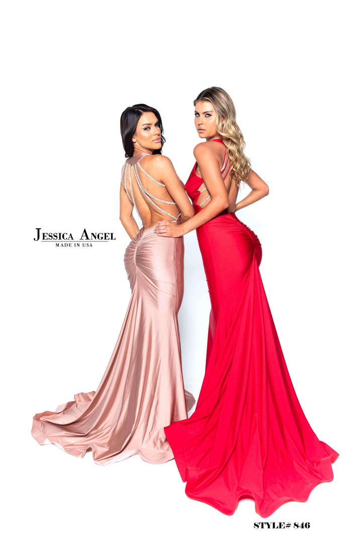 Jessica Angel 846 crisscross back mermaid gown back view 3