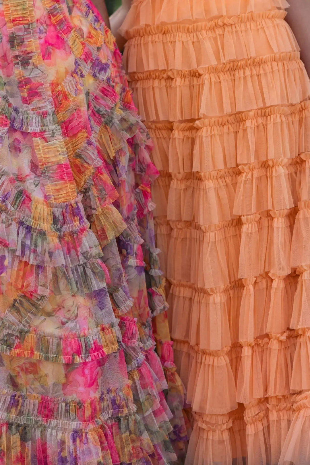 Multicolor Floral Scoop Neck A-Line Ruffle Midi Dress - FOSTANI.com