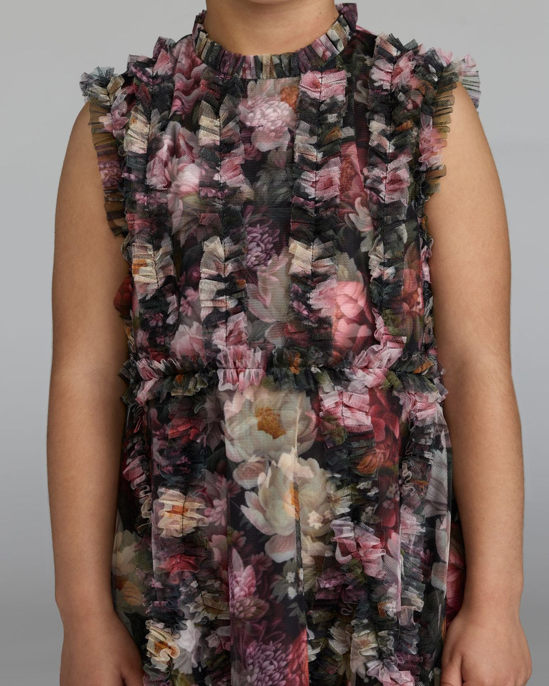 Mac Duggal 8504 Girls Floral High Neck Ruffle Dress