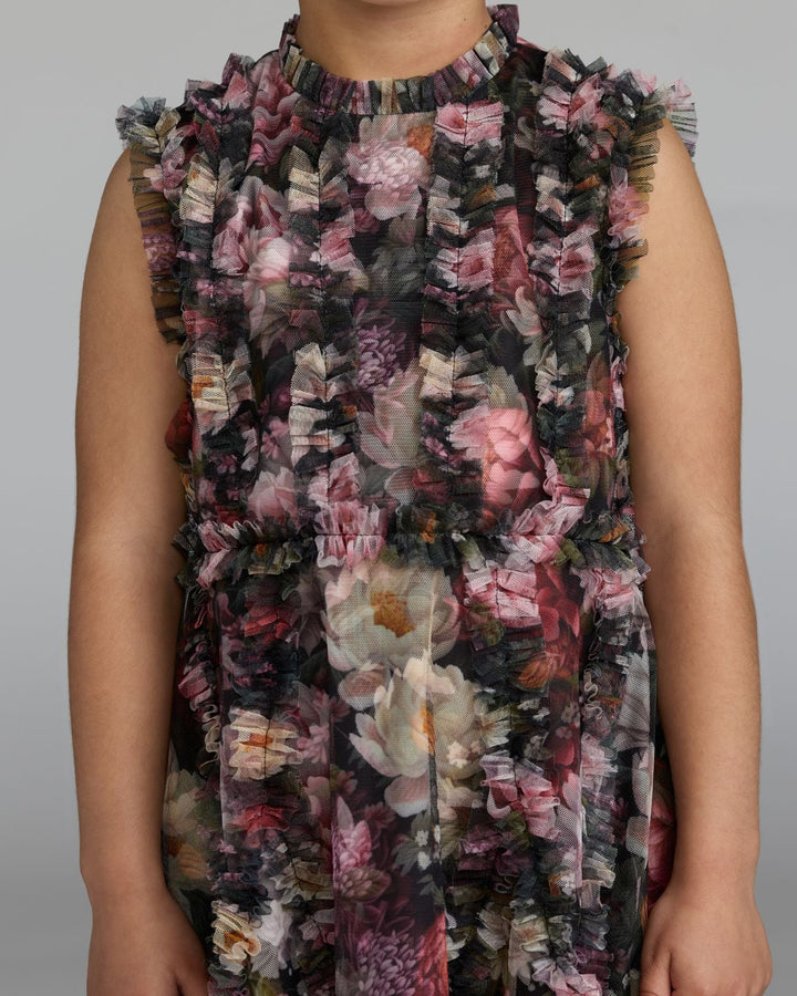 Mac Duggal 8504 Girls Floral High Neck Ruffle Dress