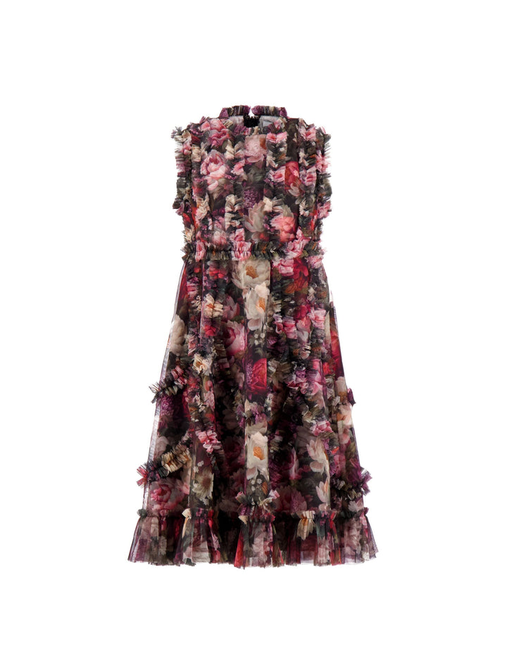 Mac Duggal 8504 Girls Floral High Neck Ruffle Dress