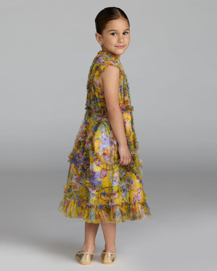 Mac Duggal 8504 Girls Floral High Neck Ruffle Dress