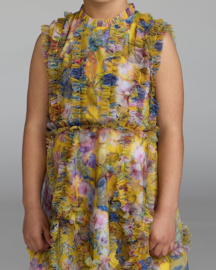 Mac Duggal 8504 Girls Floral High Neck Ruffle Dress