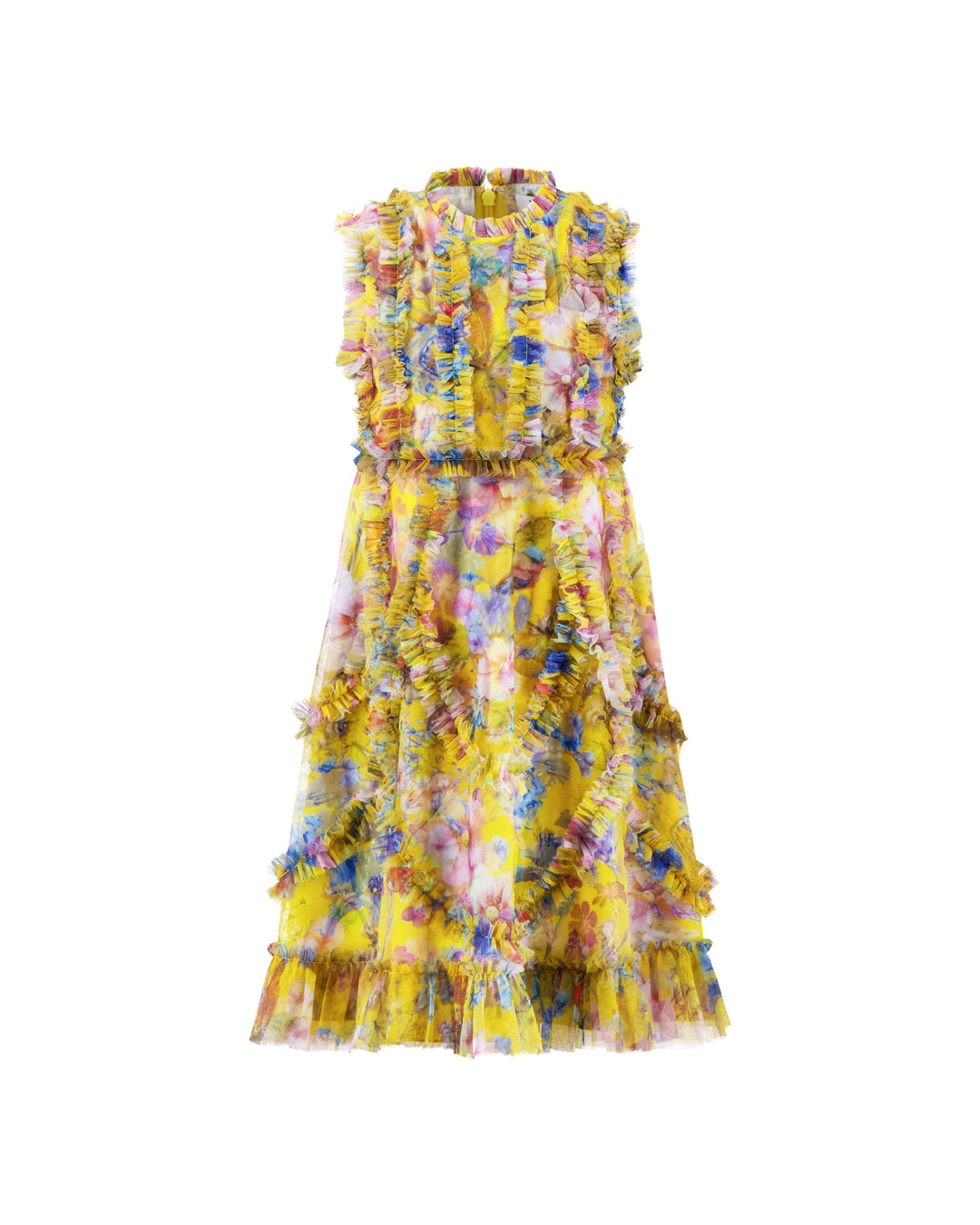 Mac Duggal 8504 Girls Floral High Neck Ruffle Dress