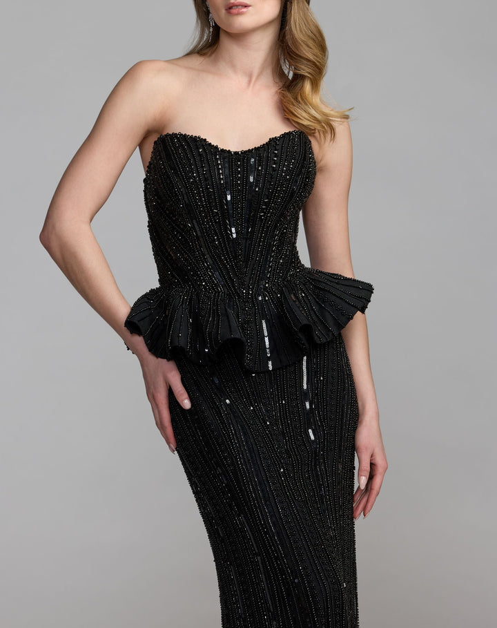 Mac Duggal 86018 Strapless Embellished Peplum Gown