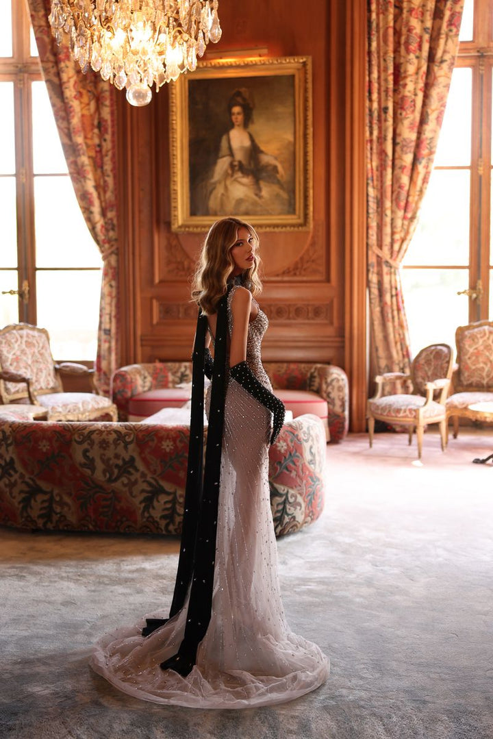 Chic & Holland AR330630 Bow Choker Opera Gloves Beaded Prom 2026 Dress