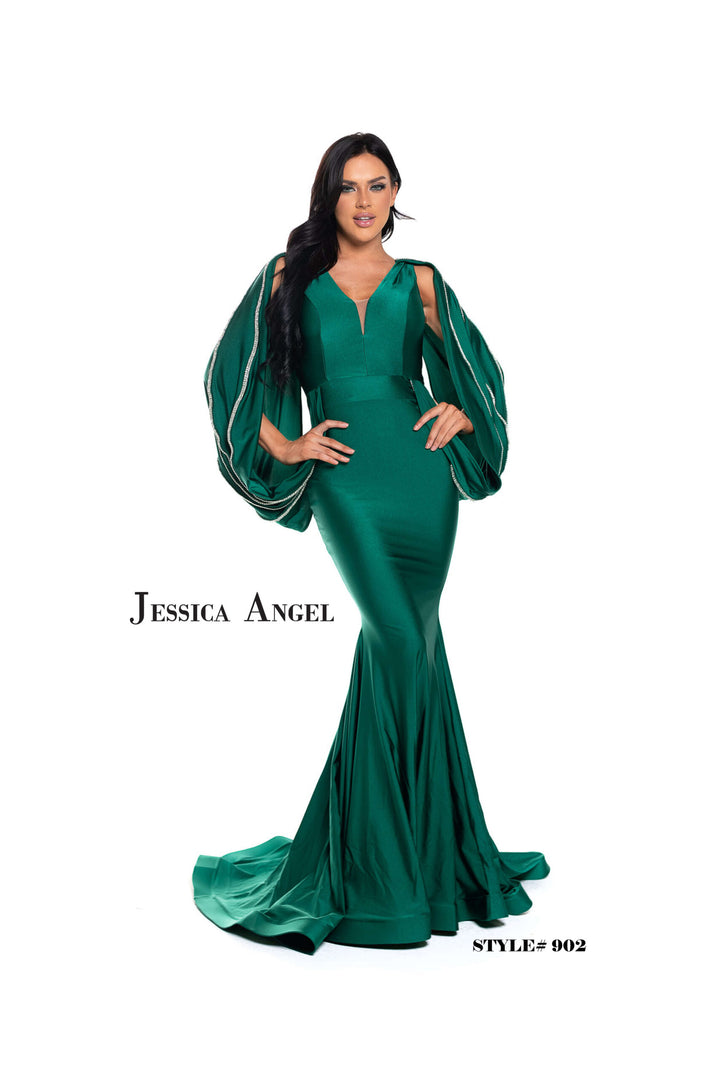 Jessica Angel 902 bishop sleeve mermaid gown front view