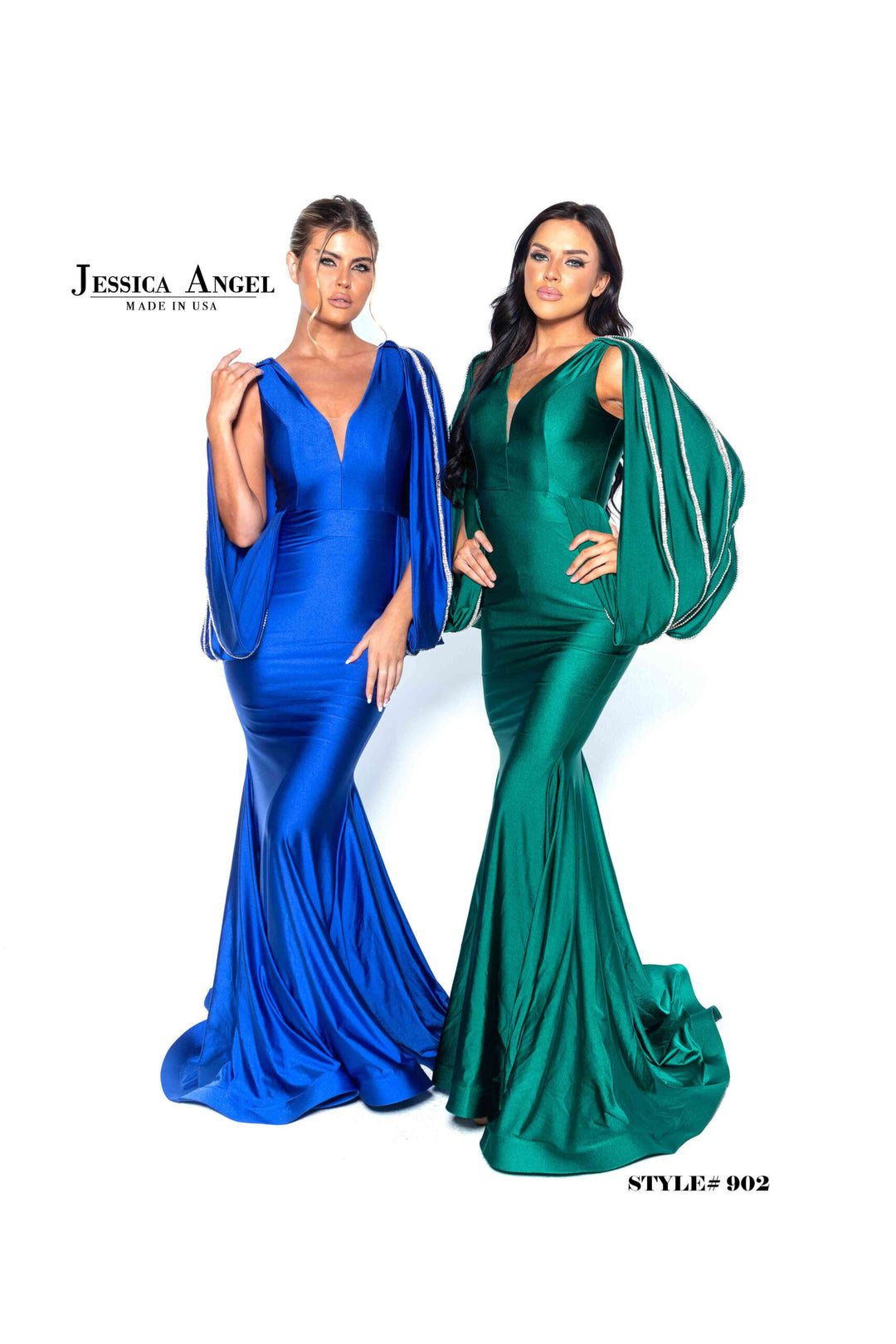 Jessica Angel 902 bishop sleeve mermaid gown group front view