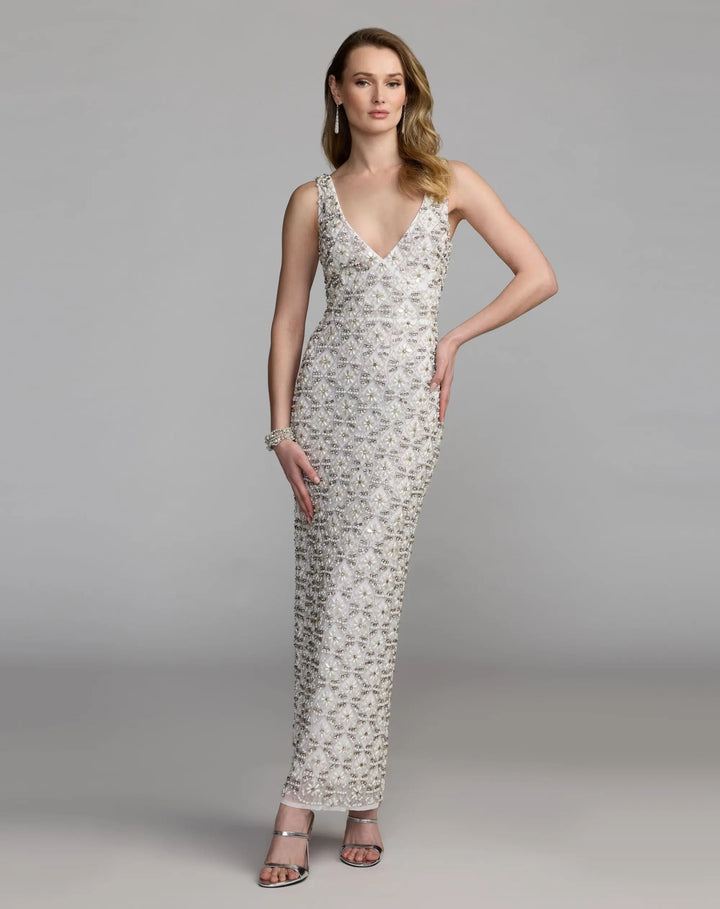 Mac Duggal 93807 Pearl Embellished Sleeveless Column Dress
