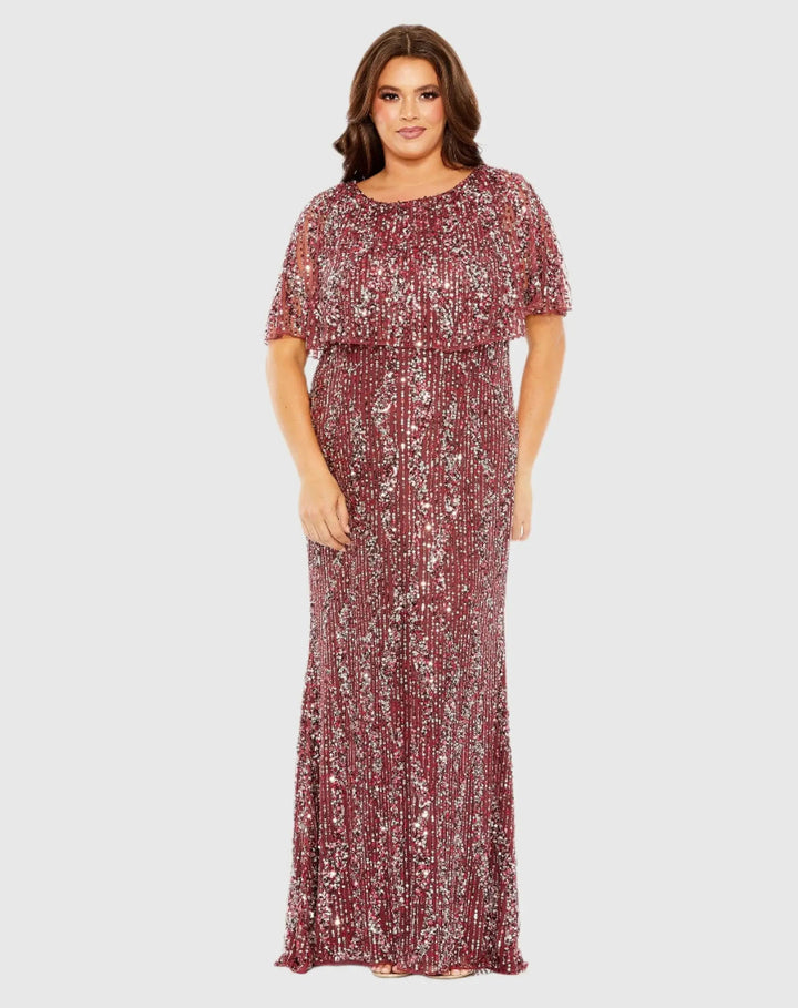 Mac Duggal 93867 High Neck Column Gown with Cape