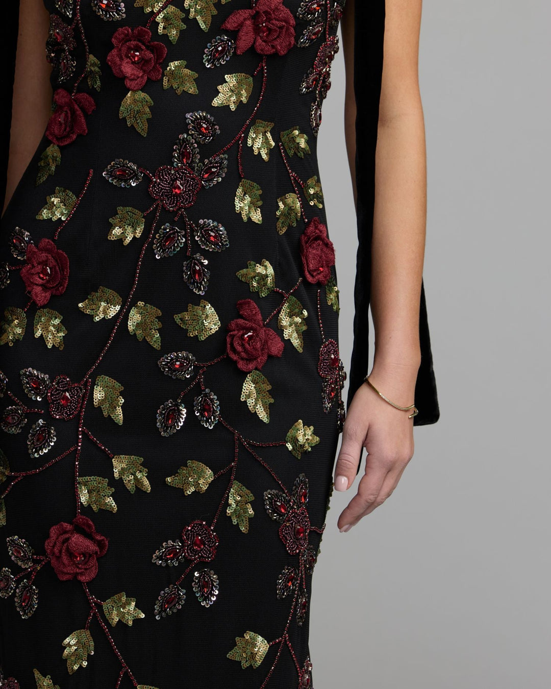 Mac Duggal 9411 3D Floral Embellished Gown With Velvet Bows