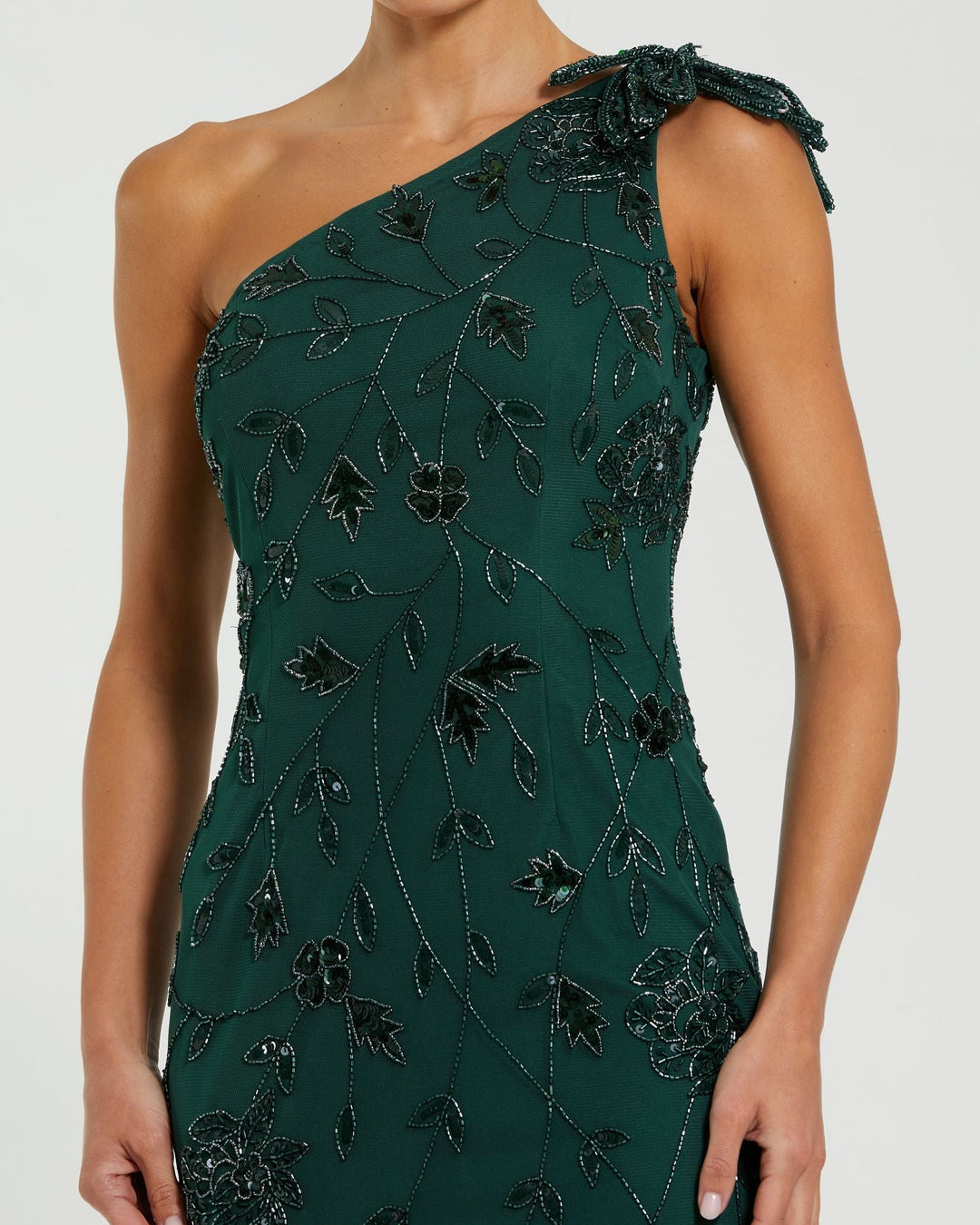 Mac Duggal 94139 Floral Beaded One Shoulder Gown