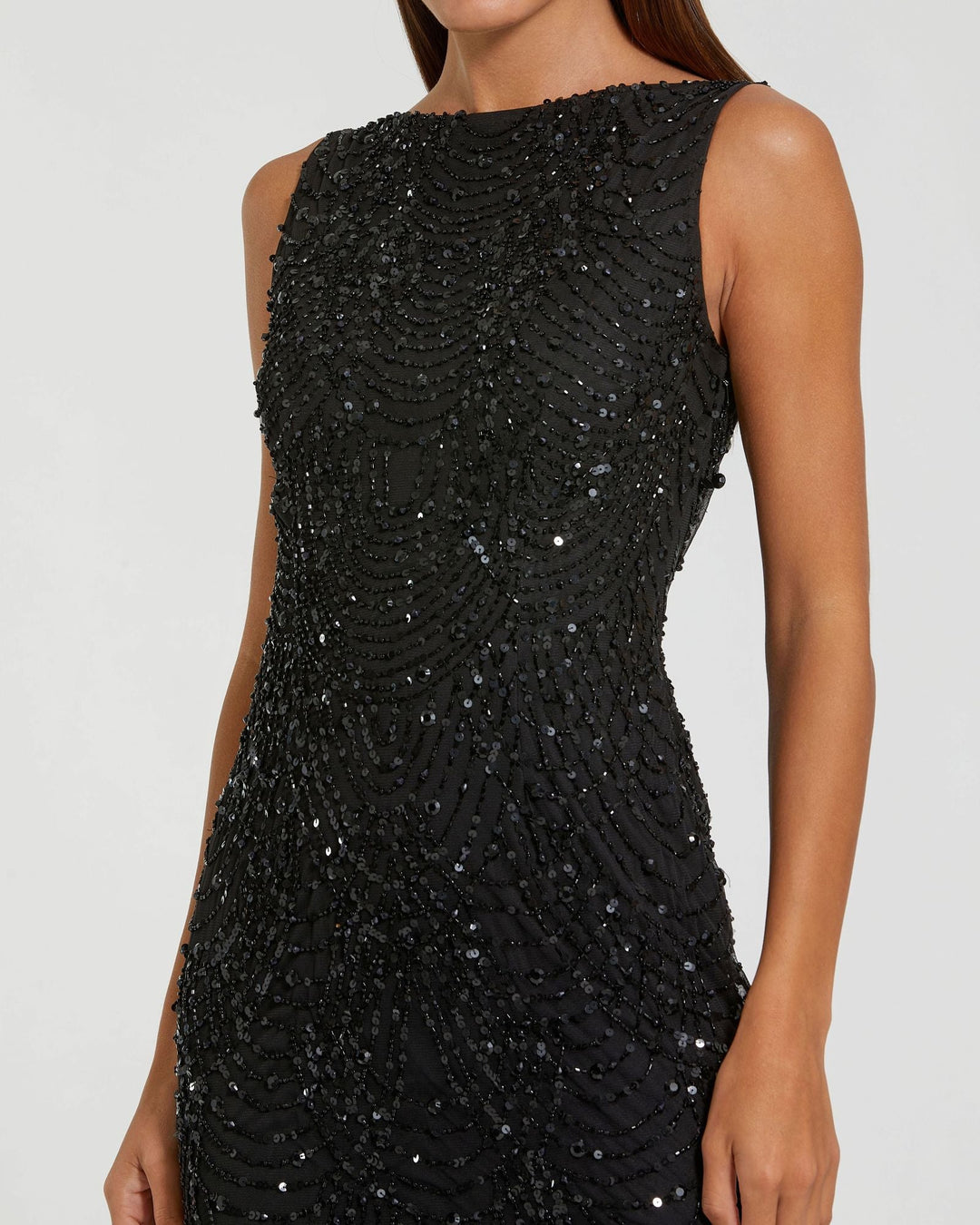 Mac Duggal 94182 Beaded Open Back Column Gown