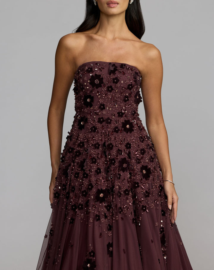 Mac Duggal 94271 Floral Embellished Strapless Ball Gown