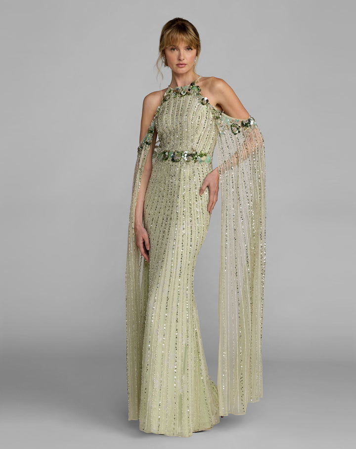 Mac Duggal 94308 Embellished Column Gown With Cape Sleeves