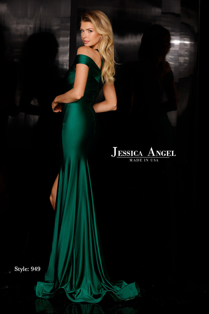 Jessica Angel 949 off shoulder gown back view