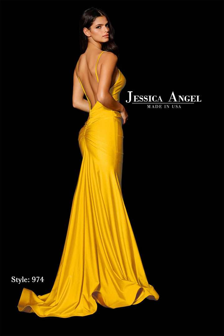 Jessica Angel 974 square neck ruched jersey mermaid gown alternate view 5