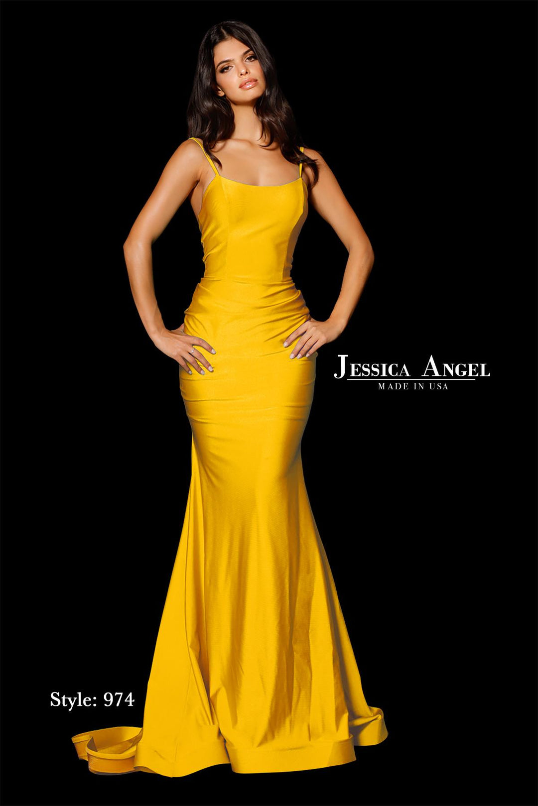 Jessica Angel 974 square neck ruched jersey mermaid gown alternate view 3