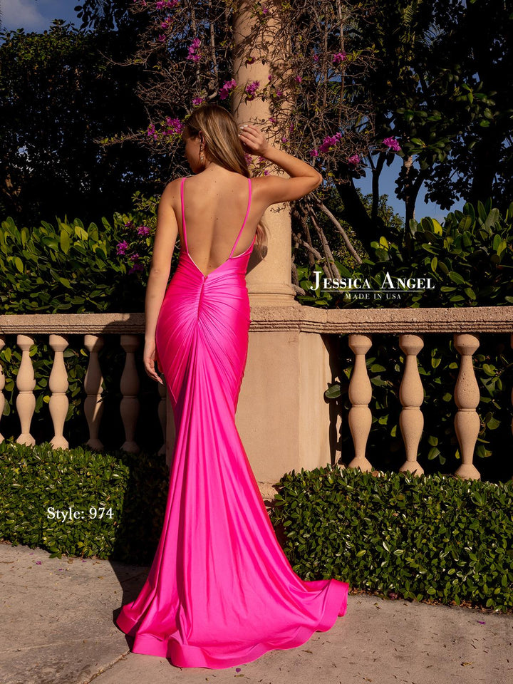 Jessica Angel 974 square neck ruched jersey mermaid gown alternate view 4