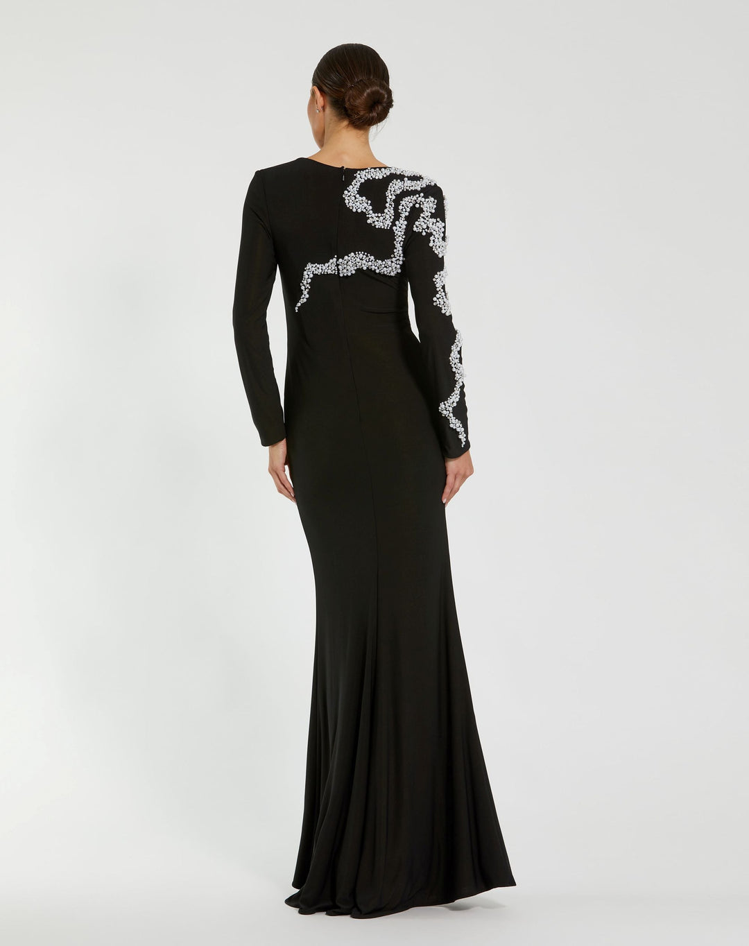 Mac Duggal 9944086P Petite Jersey Evening Gown With Beaded Swirl Detail