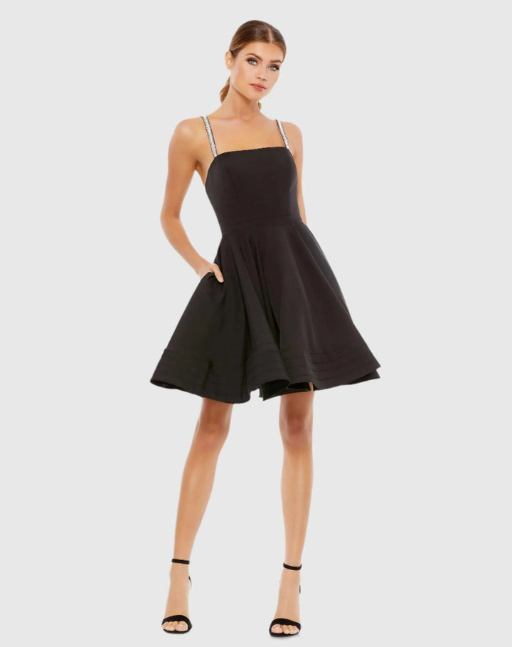 Mac Duggal A49106 Square Neck Mini A Line Dress