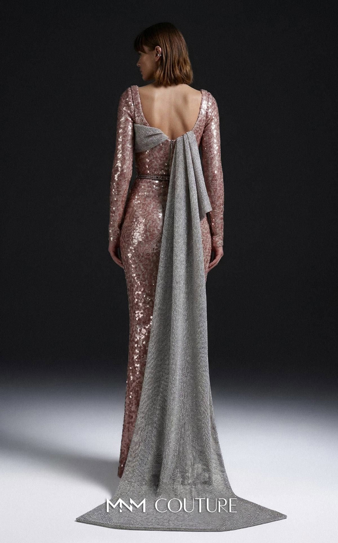 MNM Couture Style E0157 Glamorous Asymmetrical Sequined Evening Gown - FOSTANI.com